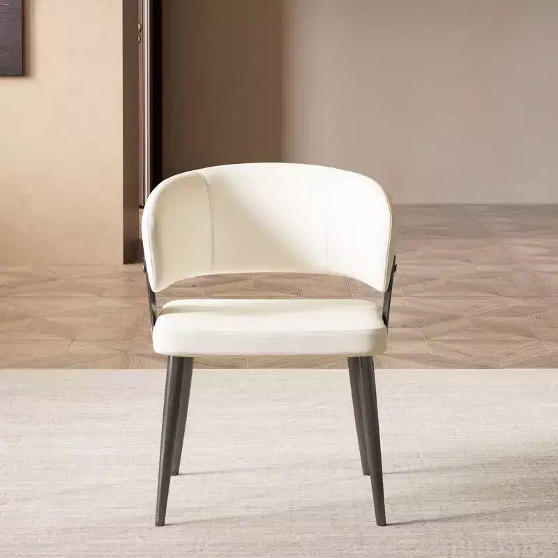 Sedia da pranzo moderna imbottita Gaoyangjiaju con schienale curvo e robuste gambe in metallo - Elegante sedia laterale per sala da pranzo e ufficio