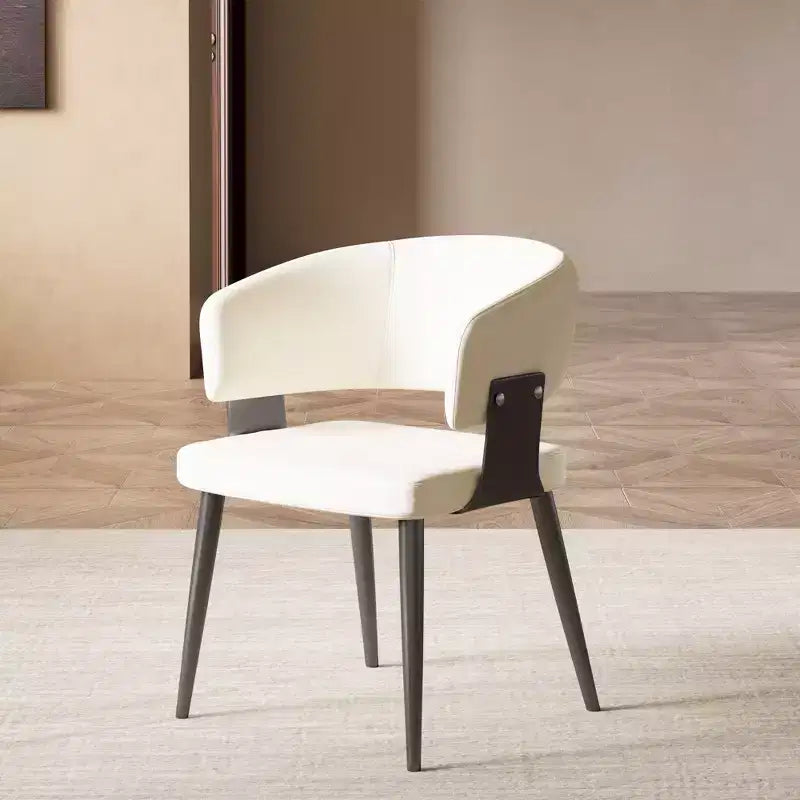 Sedia da pranzo moderna imbottita Gaoyangjiaju con schienale curvo e robuste gambe in metallo - Elegante sedia laterale per sala da pranzo e ufficio