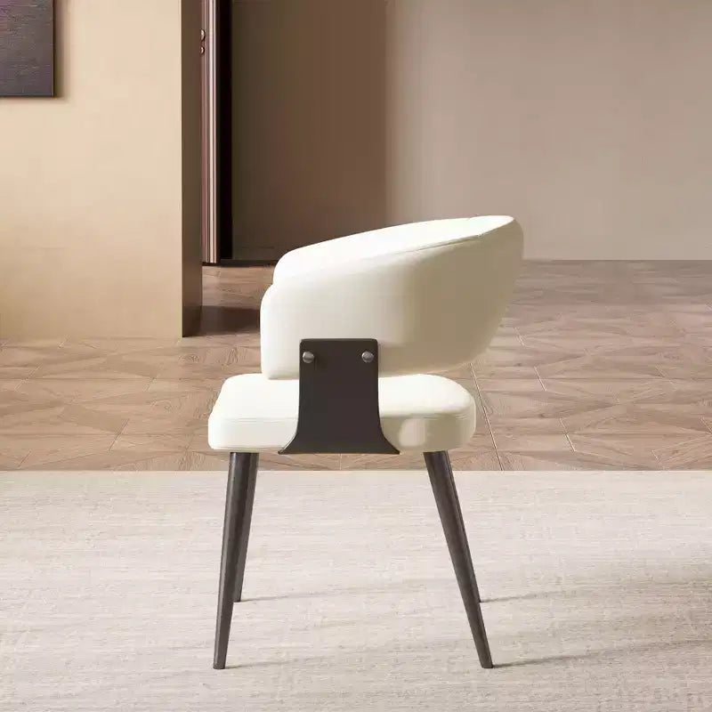 Sedia da pranzo moderna imbottita Gaoyangjiaju con schienale curvo e robuste gambe in metallo - Elegante sedia laterale per sala da pranzo e ufficio