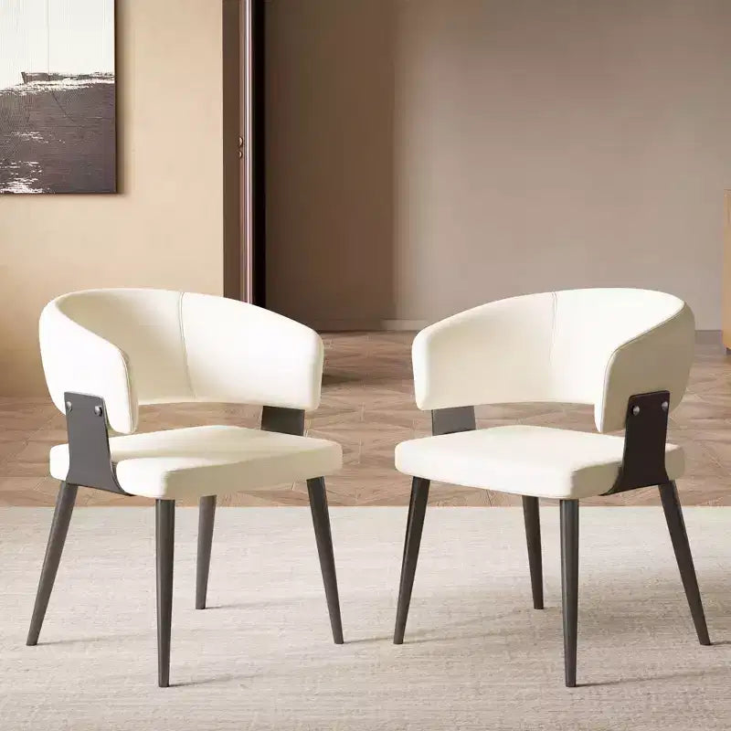 Sedia da pranzo moderna imbottita Gaoyangjiaju con schienale curvo e robuste gambe in metallo - Elegante sedia laterale per sala da pranzo e ufficio