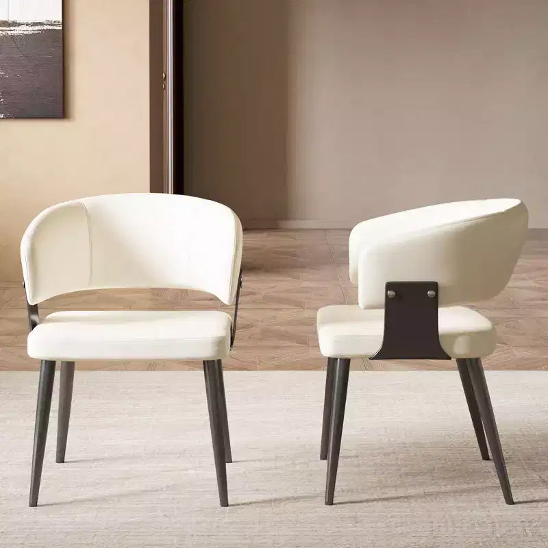 Sedia da pranzo moderna imbottita Gaoyangjiaju con schienale curvo e robuste gambe in metallo - Elegante sedia laterale per sala da pranzo e ufficio