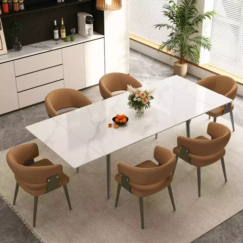 Sedia da pranzo moderna imbottita Gaoyangjiaju con schienale curvo e robuste gambe in metallo - Elegante sedia laterale per sala da pranzo e ufficio