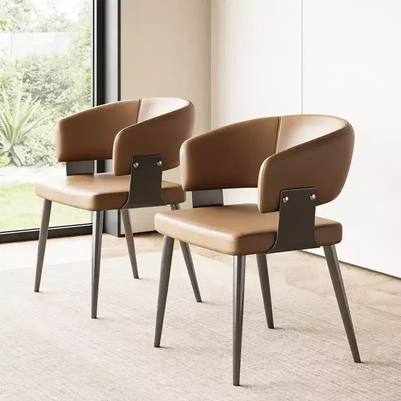 Sedia da pranzo moderna imbottita Gaoyangjiaju con schienale curvo e robuste gambe in metallo - Elegante sedia laterale per sala da pranzo e ufficio