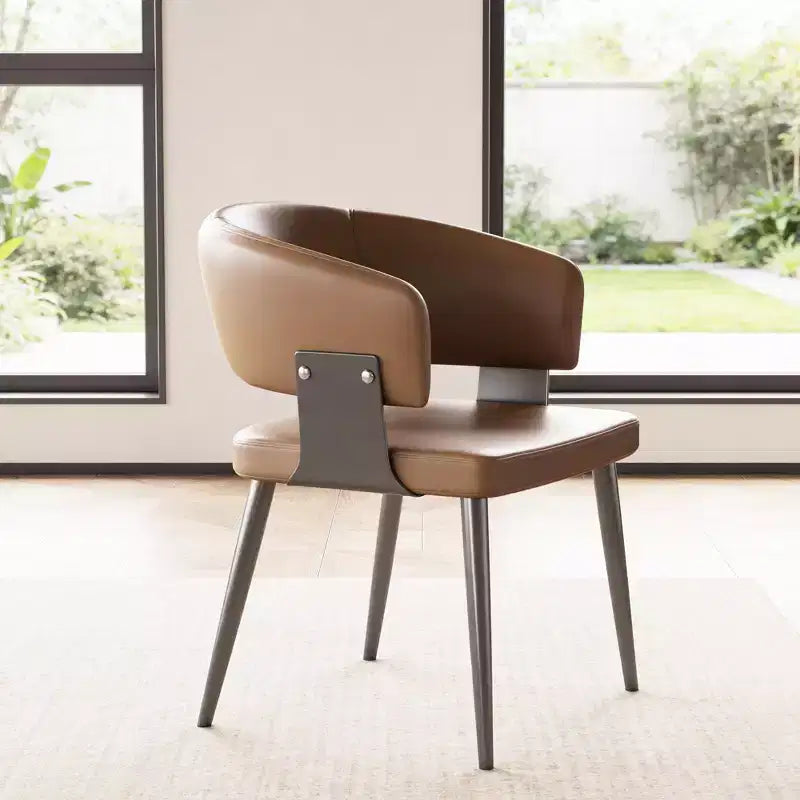 Sedia da pranzo moderna imbottita Gaoyangjiaju con schienale curvo e robuste gambe in metallo - Elegante sedia laterale per sala da pranzo e ufficio