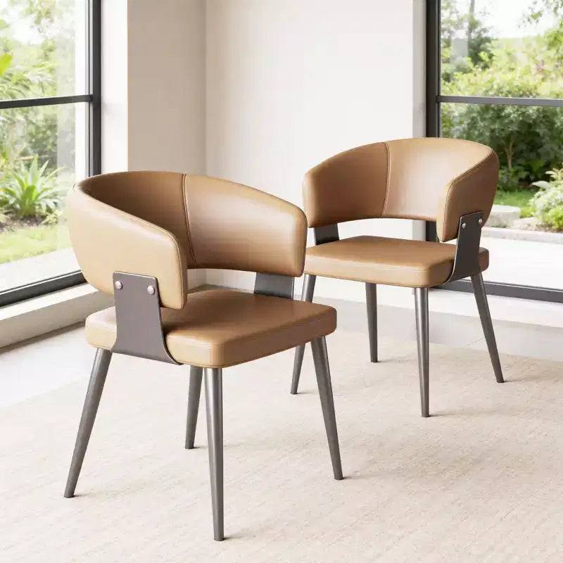 Sedia da pranzo moderna imbottita Gaoyangjiaju con schienale curvo e robuste gambe in metallo - Elegante sedia laterale per sala da pranzo e ufficio