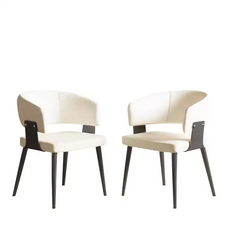 Sedia da pranzo moderna imbottita Gaoyangjiaju con schienale curvo e robuste gambe in metallo - Elegante sedia laterale per sala da pranzo e ufficio