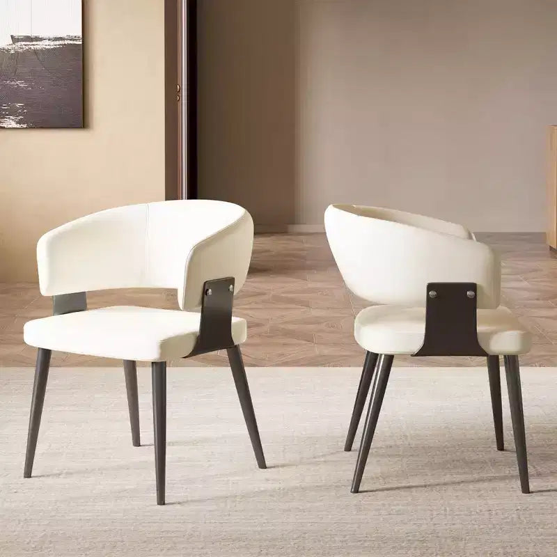 Sedia da pranzo moderna imbottita Gaoyangjiaju con schienale curvo e robuste gambe in metallo - Elegante sedia laterale per sala da pranzo e ufficio