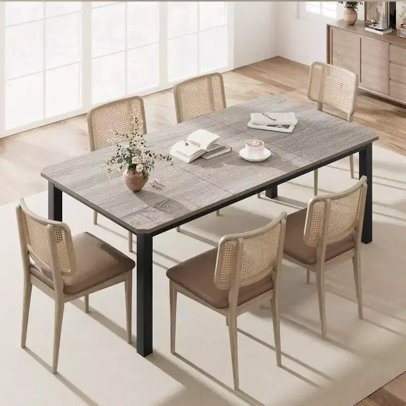 Tavolo da Cucina Lungo 200 cm per 6-8 Persone, Grande Tavolo da Pranzo Rettangolare, Tavolo Industriale da Interno per Ristorante con Robusta Struttura in Metallo (Solo Tavolo)