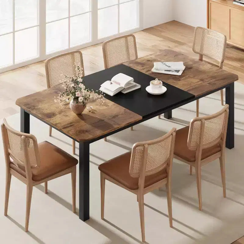 Tavolo da Cucina Lungo 200 cm per 6-8 Persone, Grande Tavolo da Pranzo Rettangolare, Tavolo Industriale da Interno per Ristorante con Robusta Struttura in Metallo (Solo Tavolo)