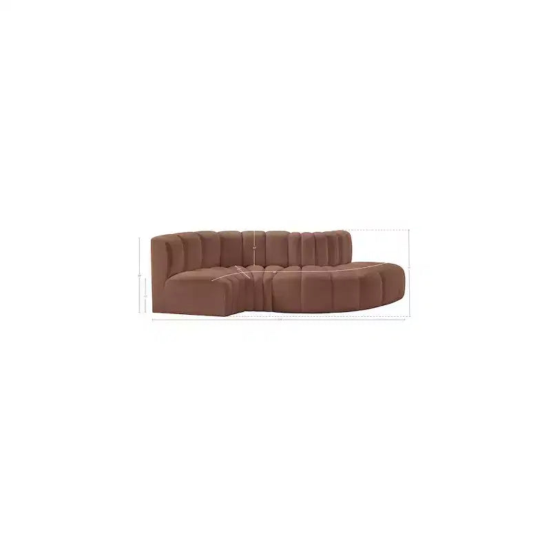 Meridian Furniture, divano modulare Arc in pelle vegana color cognac
