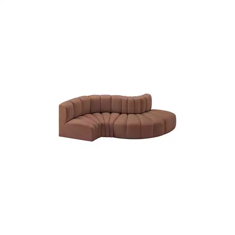Meridian Furniture, divano modulare Arc in pelle vegana color cognac