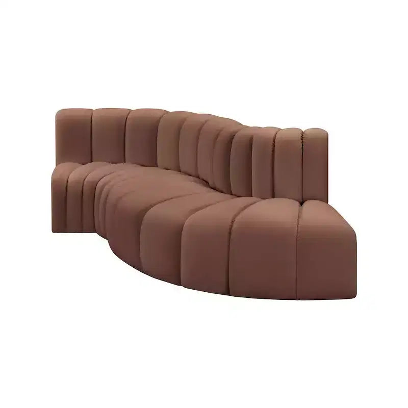 Meridian Furniture, divano modulare Arc in pelle vegana color cognac