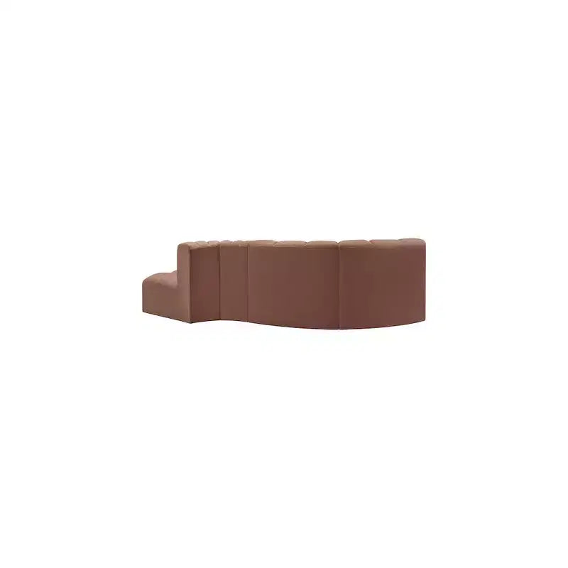 Meridian Furniture, divano modulare Arc in pelle vegana color cognac