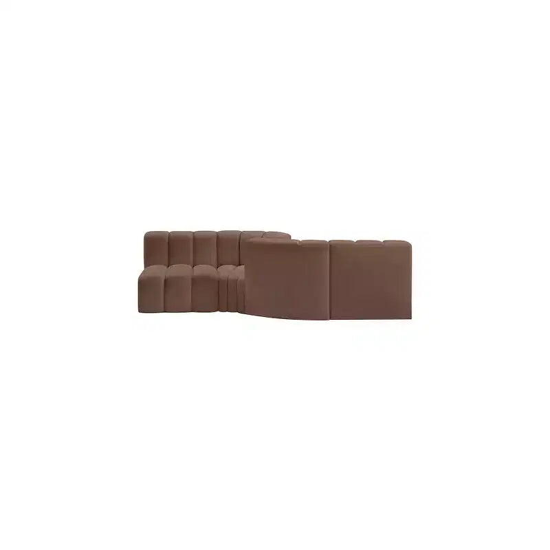 Meridian Furniture, divano modulare Arc in pelle vegana marrone