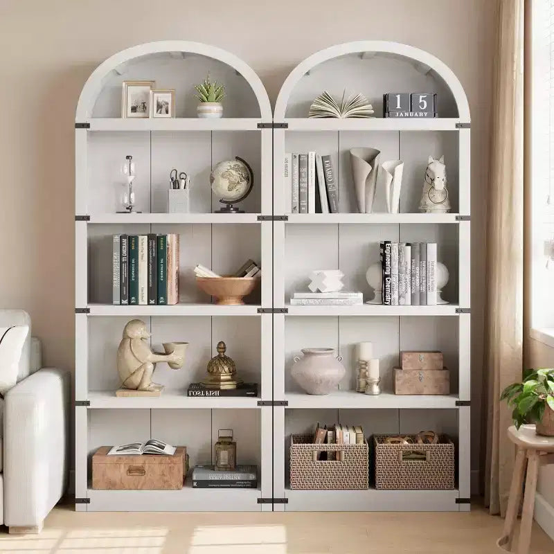 Libreria in legno Coolmee con ante, libreria ad arco alta 182 cm, mobile rustico con ripiani per ufficio domestico, soggiorno