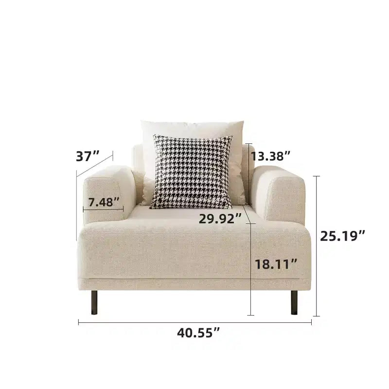 Gaoyangjiaju Poltrona Moderna Oversize 40.5, Poltrona Relax in Lino Cotone con Cuscino Fantasia