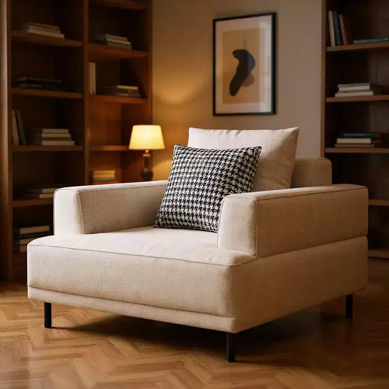 Gaoyangjiaju Poltrona Moderna Oversize 40.5, Poltrona Relax in Lino Cotone con Cuscino Fantasia