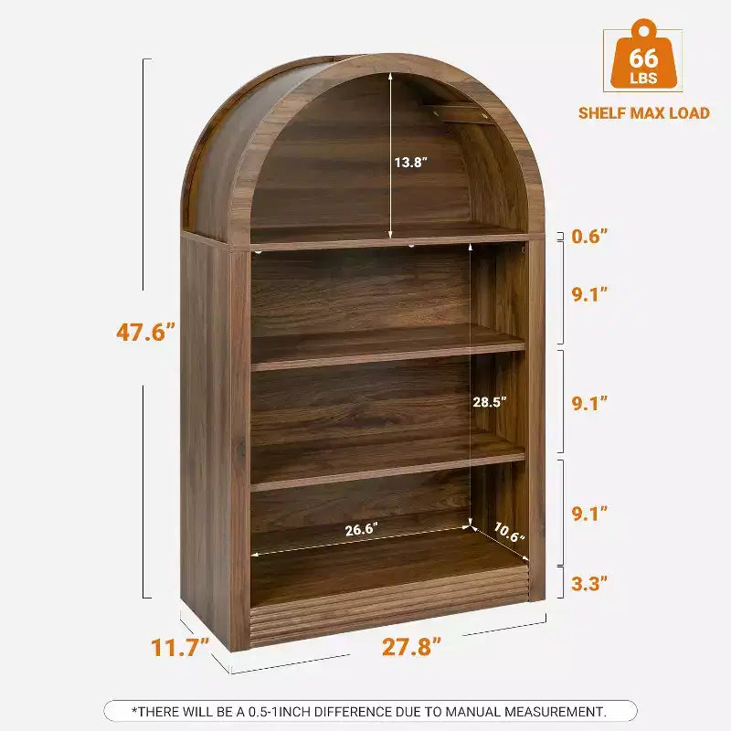 Vatros Libreria Nera Piccola Scaffale ad Arco