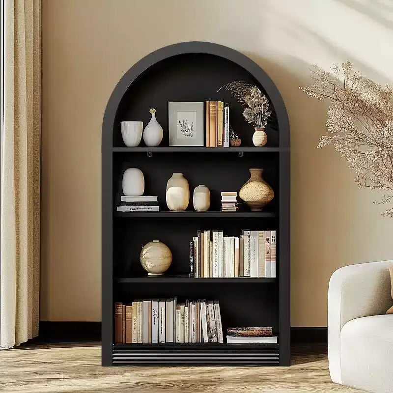 Vatros Libreria Nera Piccola Scaffale ad Arco