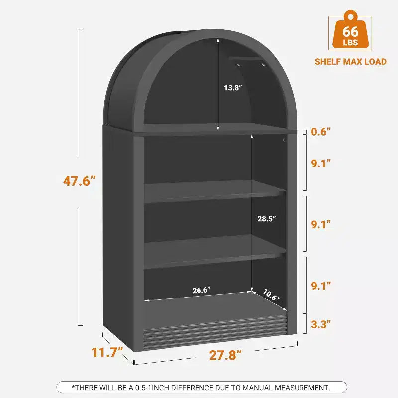 Vatros Libreria Nera Piccola Scaffale ad Arco
