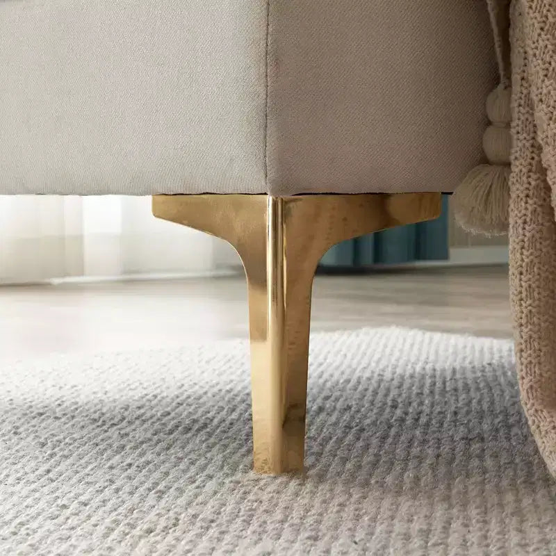 Karl Home | Divano a 4 posti a U tufted Chellie con braccioli e piano imbottito, 279 cm, Grigio