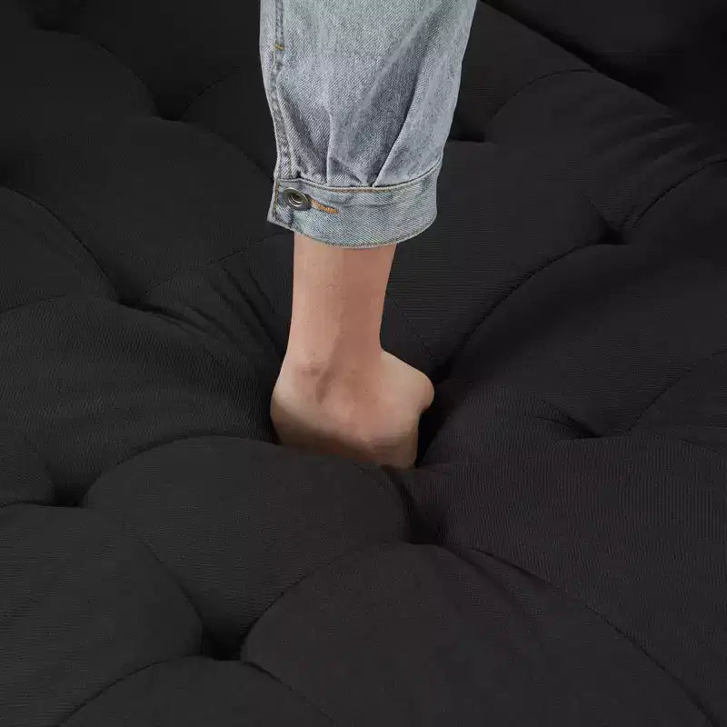 Karl Home | Divano a 4 posti a U tufted Chellie con braccioli e piano imbottito, 279 cm, Grigio