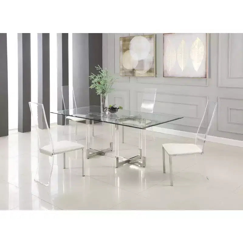 Chintaly Imports, Sedia laterale imbottita contemporanea in acrilico con schienale alto - Set di 2