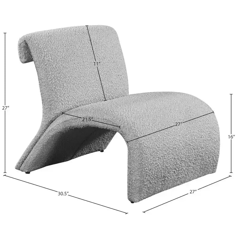 Meridian Furniture, Poltrona Accent Mulberry in Tessuto Bouclé