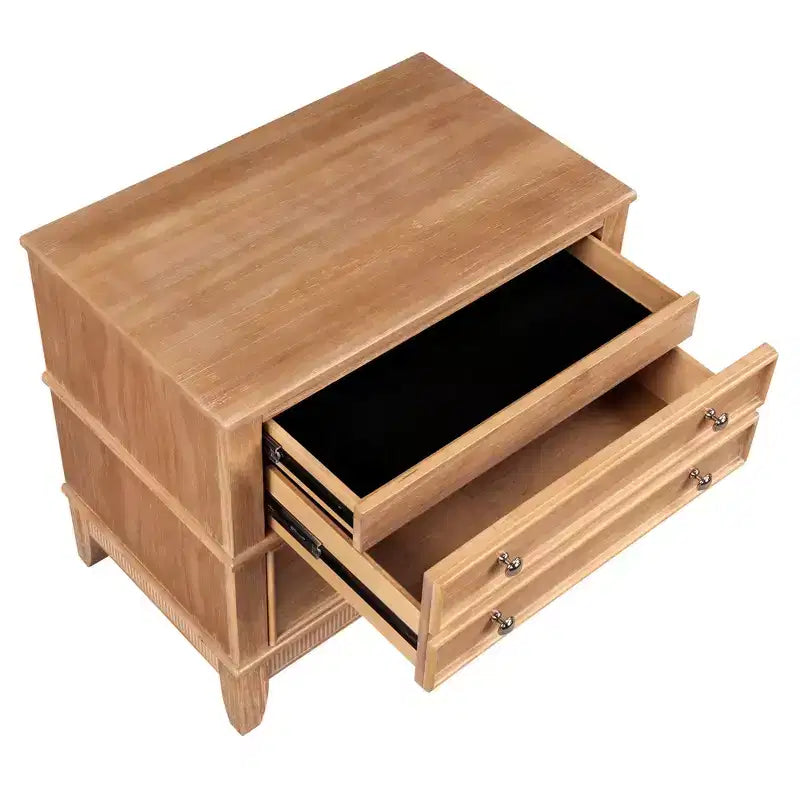 GDFStudio Bellic Comodino rustico in legno con 3 cassetti (set da 2)