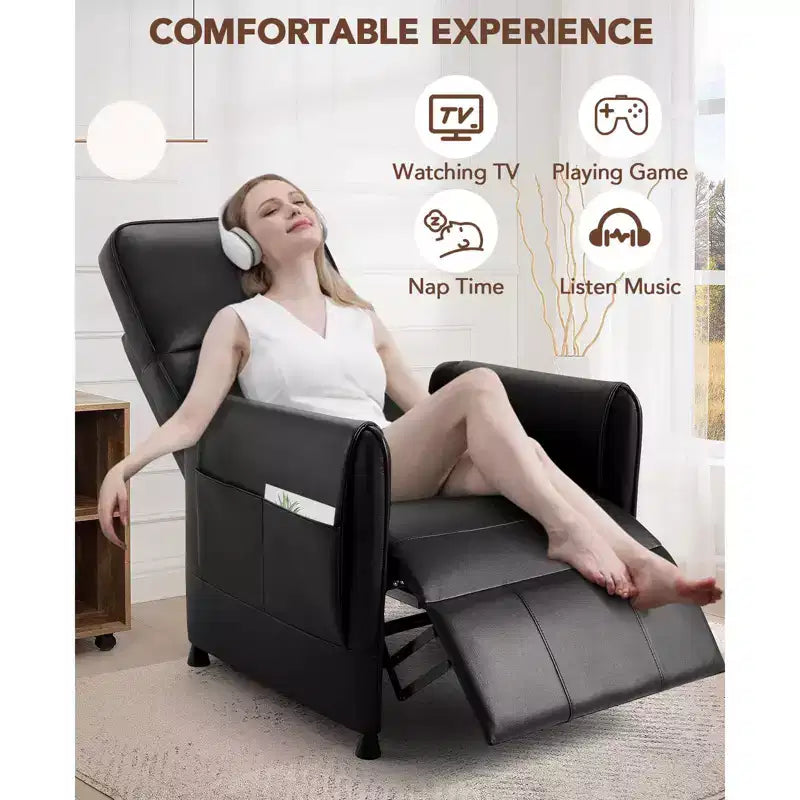 Poltrona Reclinabile Elettrica per Adulti con Telecomando e Tasche Laterali, Poltrone Reclinabili in Pelle PU per Sedute Domestiche