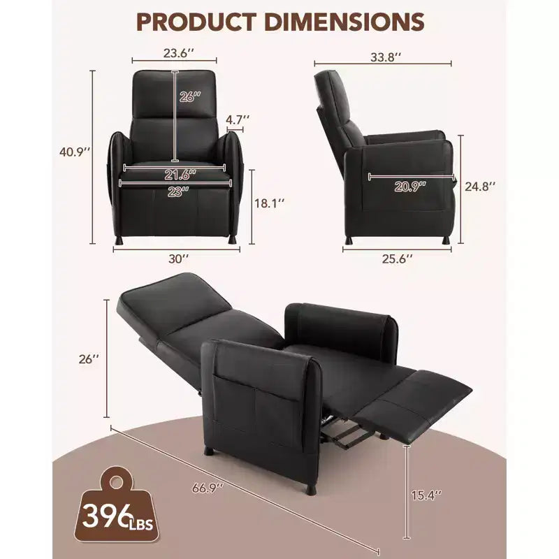 Poltrona Reclinabile Elettrica per Adulti con Telecomando e Tasche Laterali, Poltrone Reclinabili in Pelle PU per Sedute Domestiche
