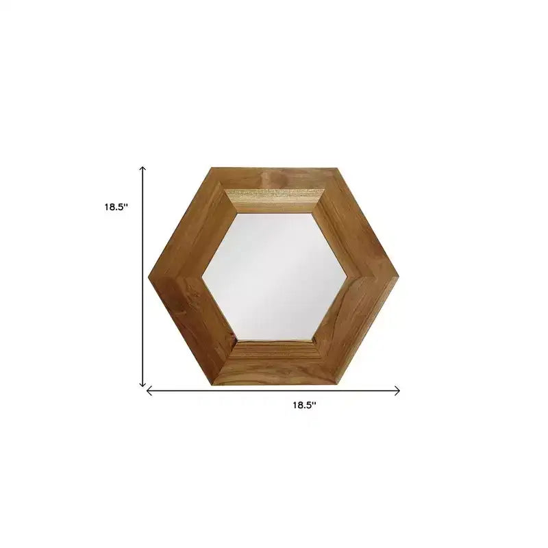 HomeRoots 19 Specchio decorativo esagonale con cornice in legno massello naturale