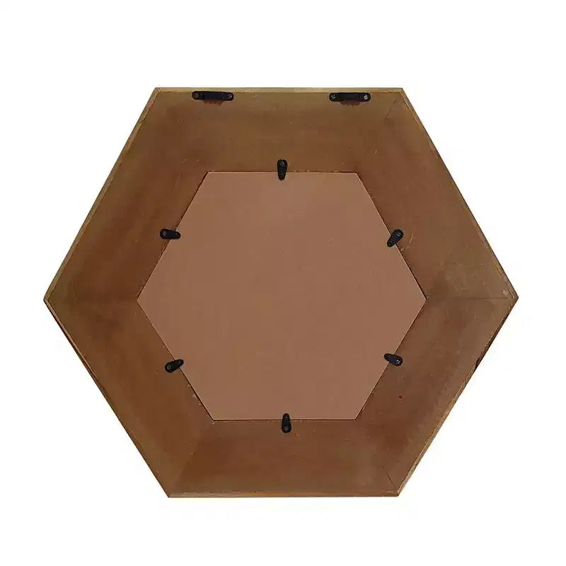 HomeRoots 19 Specchio decorativo esagonale con cornice in legno massello naturale