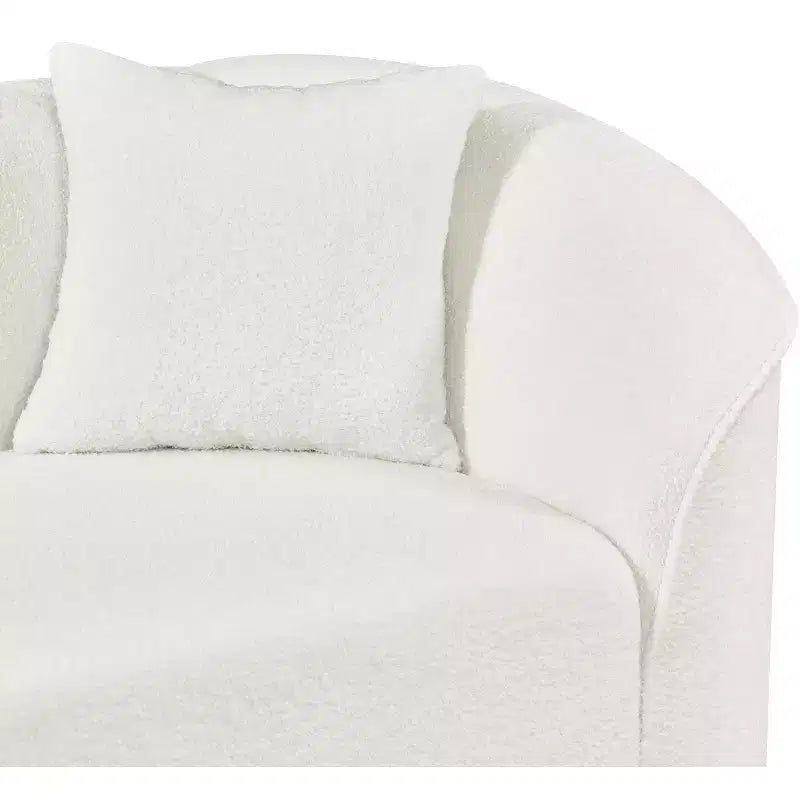 Divano Sezionale Curvo a L da 104 PolliciRivestimento in Bouclé Premium e Lusso Scultoreo a Quattro Posti per un Living Spazioso