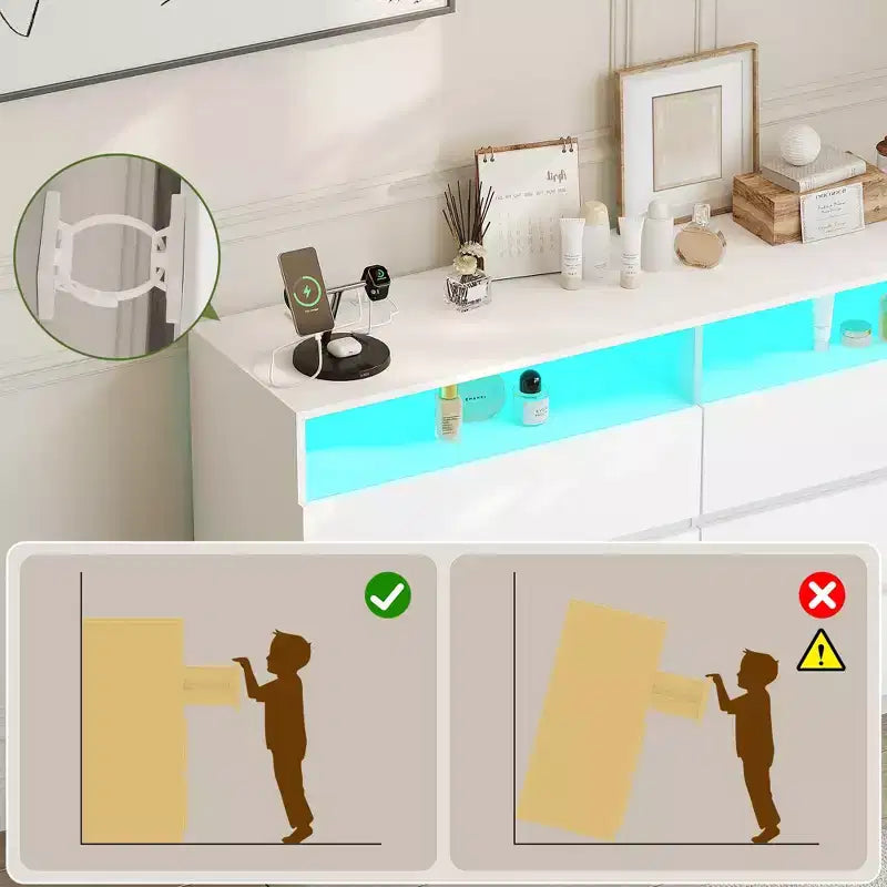 Dyonery Cassettiera Moderna a 6 Cassetti con Piano Scorrevole, Dotata di Cassetti, Organizzatore per Camera da Letto, Armadio e Soggiorno