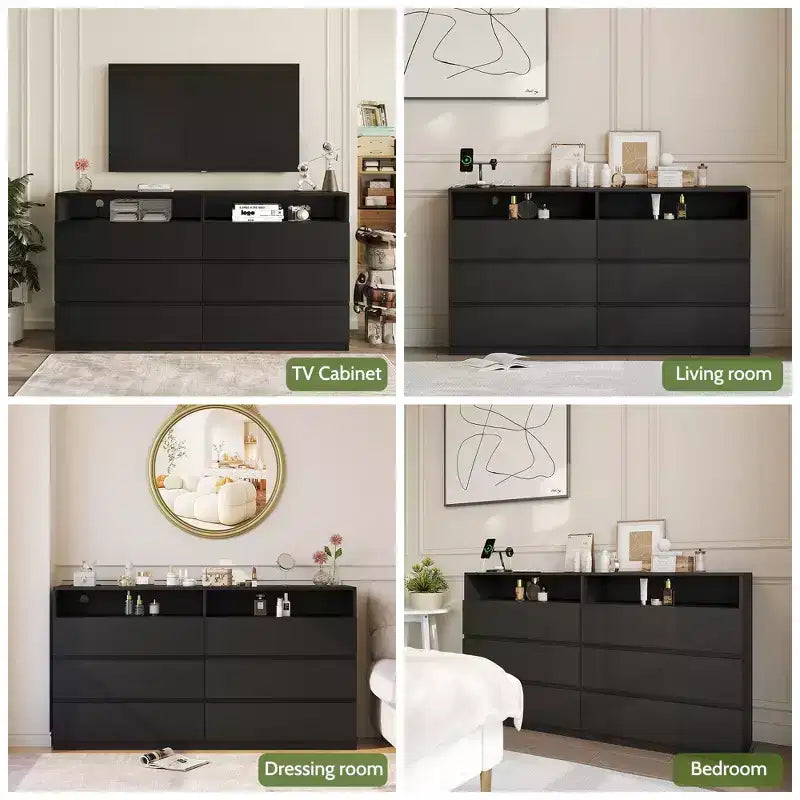 Dyonery Cassettiera Moderna a 6 Cassetti con Piano Scorrevole, Dotata di Cassetti, Organizzatore per Camera da Letto, Armadio e Soggiorno