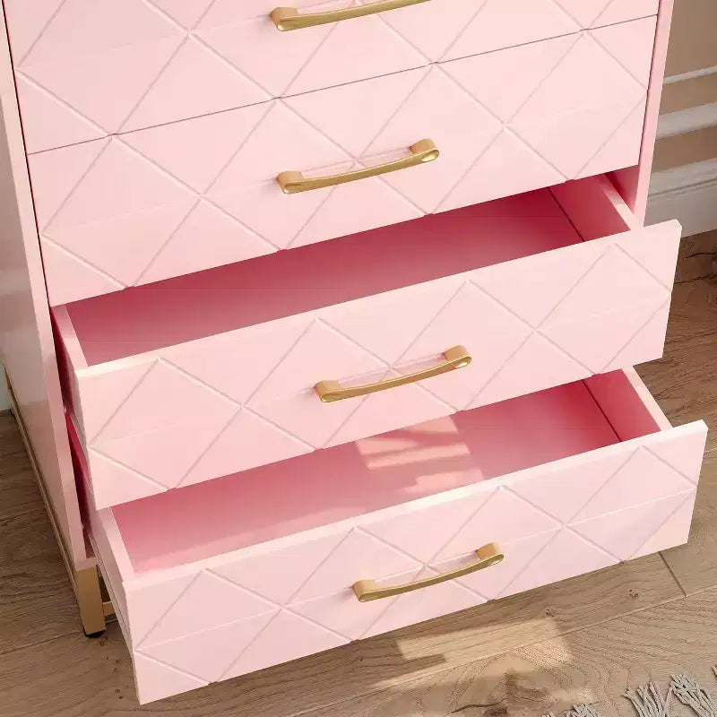 Cassettiera a 4 cassetti, Cassettiera in legno con maniglie dorate, Mobiletto contenitore, Cassettiera per soggiorno, armadio, corridoio