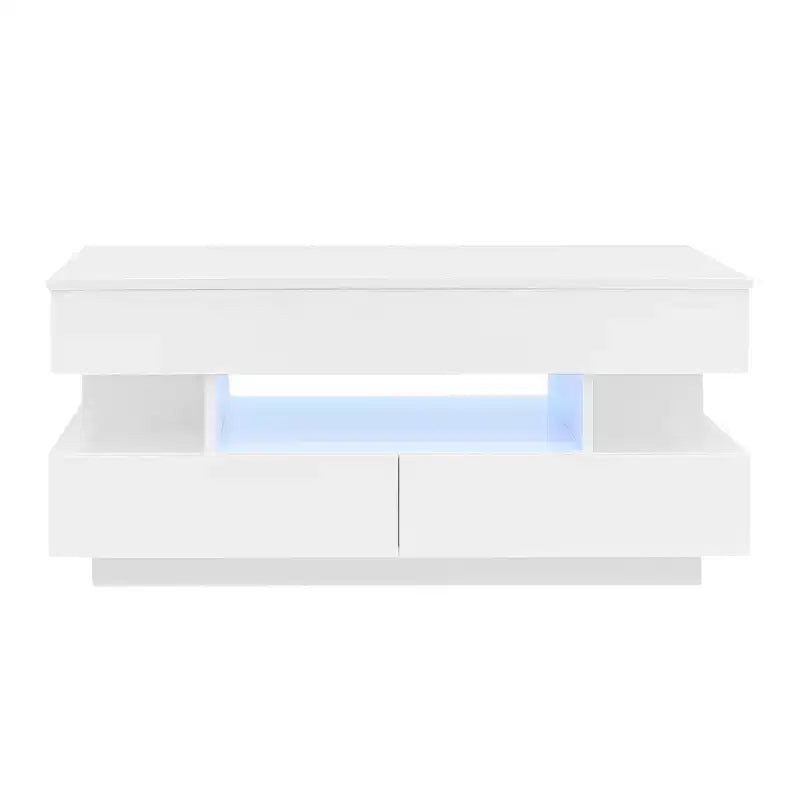 Tavolino da caffè Bestier Lift Top con contenitore, tavolino moderno con luci a LED con scomparto nascosto, 2 cassetti e ripiano aperto per soggiorno