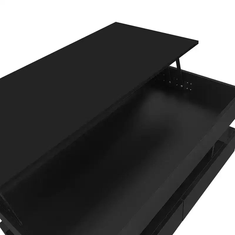 Tavolino da caffè Bestier Lift Top con contenitore, tavolino moderno con luci a LED con scomparto nascosto, 2 cassetti e ripiano aperto per soggiorno