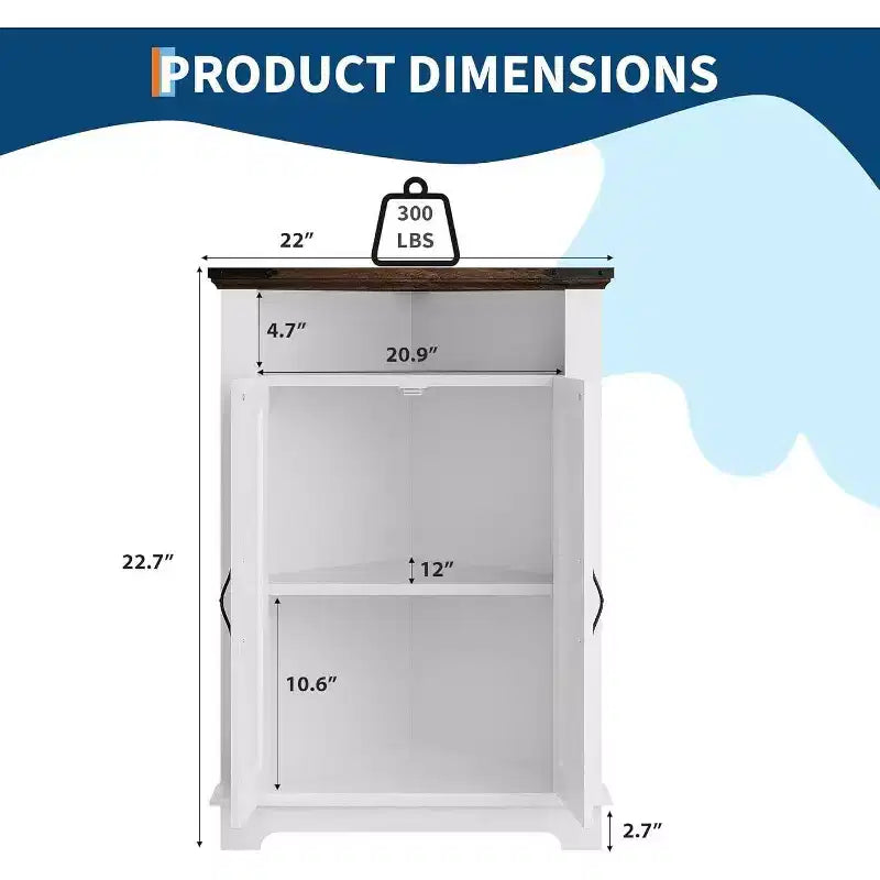 Coolmee Mobiletto angolare piccolo da bagno con ante, armadietto angolare per bagno, cucina, soggiorno, bianco