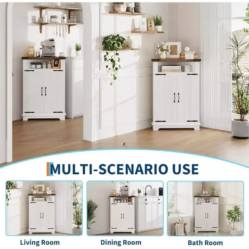 Coolmee Mobiletto angolare piccolo da bagno con ante, armadietto angolare per bagno, cucina, soggiorno, bianco