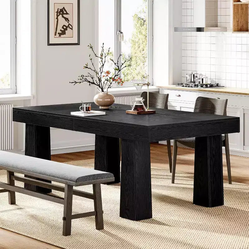 Lantine Tavolo da pranzo da 63'', Tavolo da cucina rettangolare moderno con gambe affusolate resistenti per sala da pranzo, bar, ristorante
