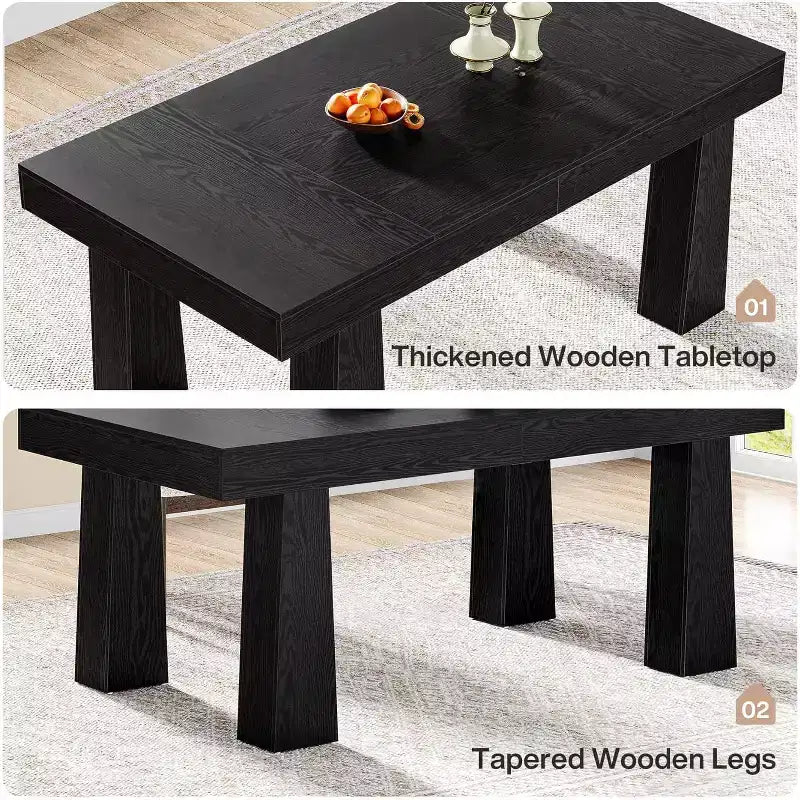 Lantine Tavolo da pranzo da 63'', Tavolo da cucina rettangolare moderno con gambe affusolate resistenti per sala da pranzo, bar, ristorante
