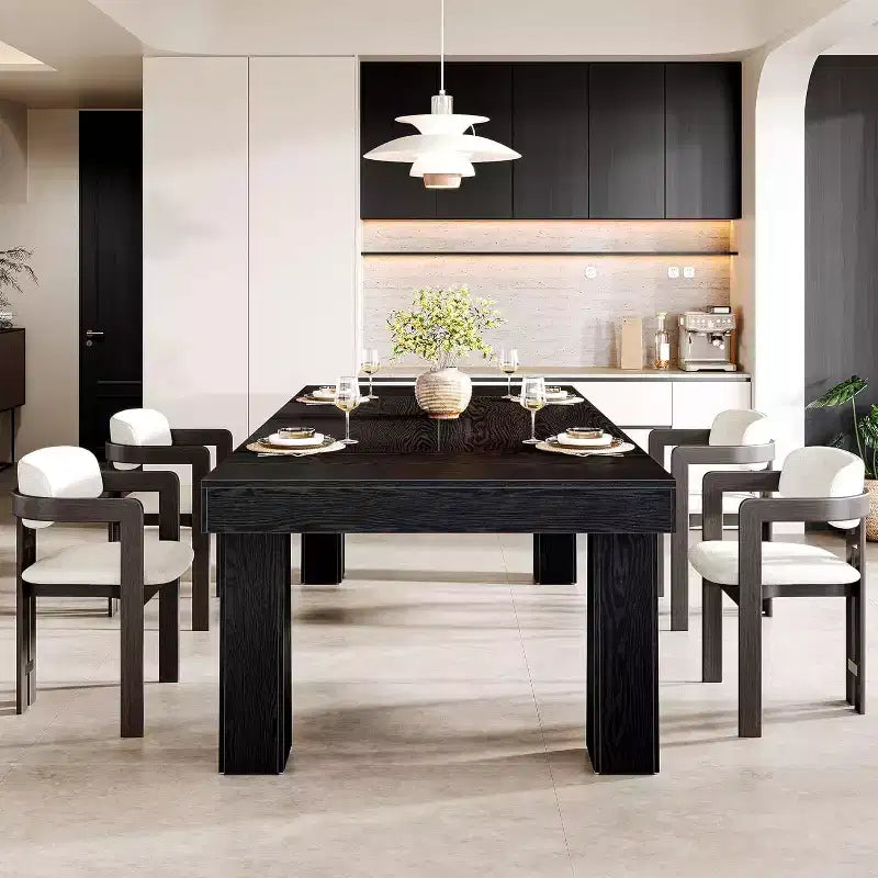 Lantine Tavolo da pranzo da 63'', Tavolo da cucina rettangolare moderno con gambe affusolate resistenti per sala da pranzo, bar, ristorante
