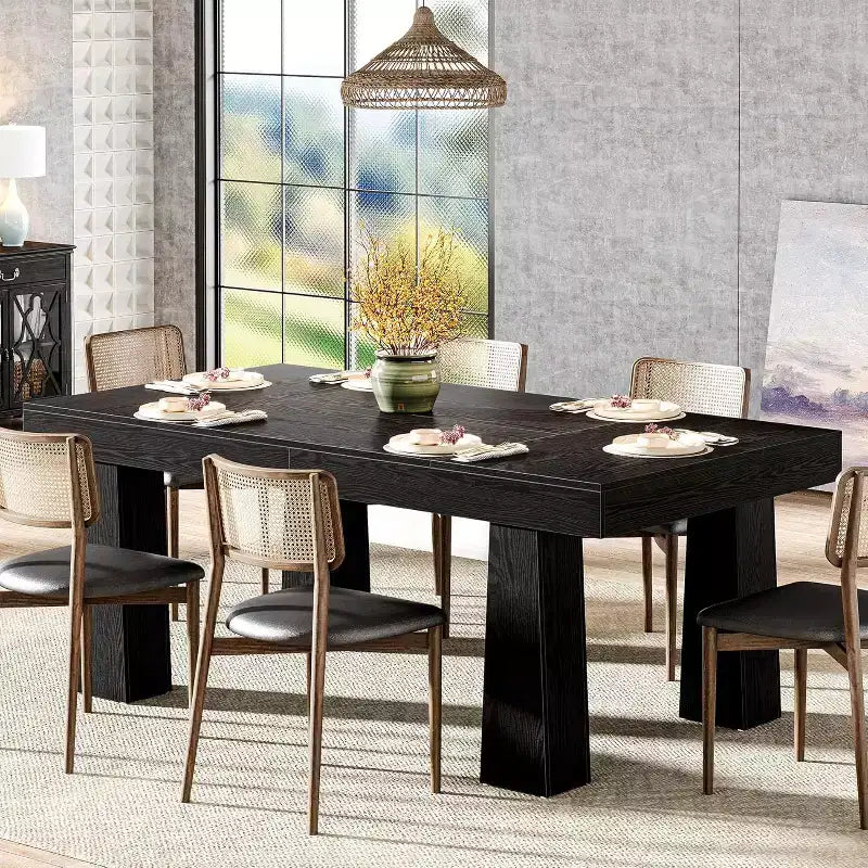 Lantine Tavolo da pranzo da 63'', Tavolo da cucina rettangolare moderno con gambe affusolate resistenti per sala da pranzo, bar, ristorante
