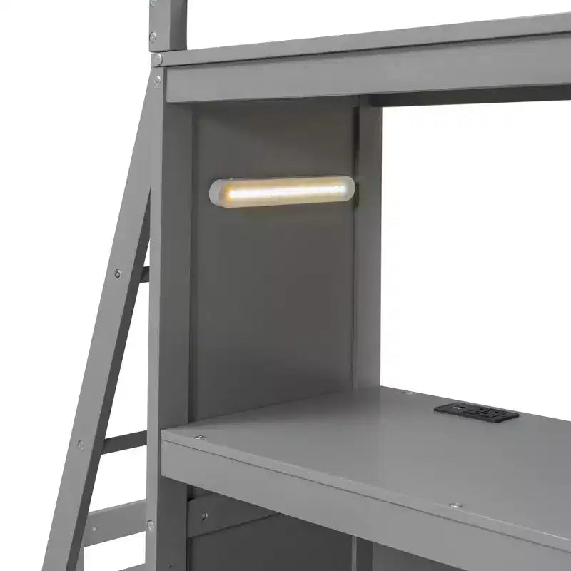 Letti a castello separabili in legno, con scrivania e cassetti, a forma di L, con porte USB e luce LED per bambini e ragazzi