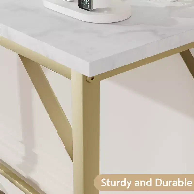 Coolmee Narrow Console Table, Golden Sofa Table with Outlets, Behind Couch Table for Living Room, Hallway Table for Entryway