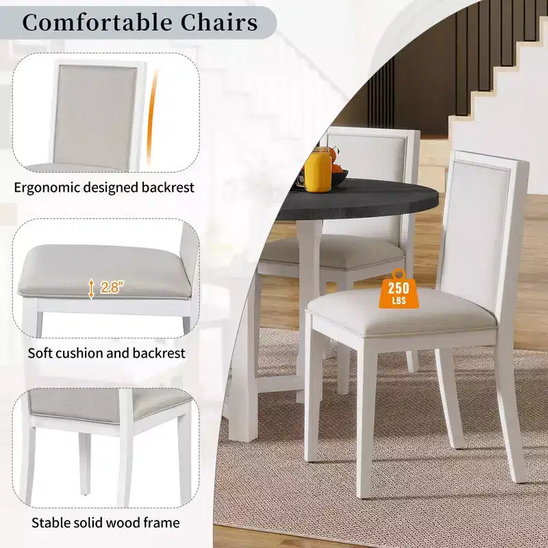 GDFStudio Judith Set da Pranzo 5 Pezzi con Tavolo Rotondo Allungabile e Sedie Imbottite
