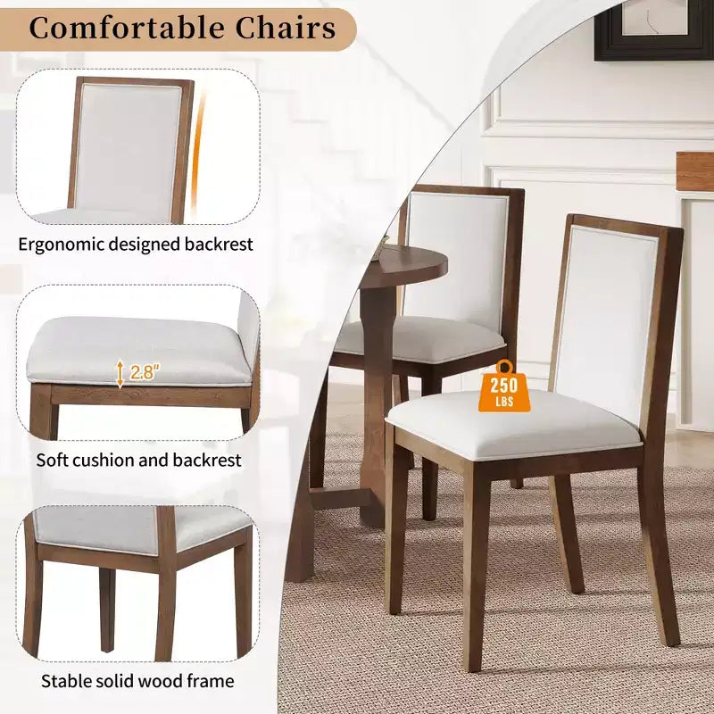 GDFStudio Judith Set da Pranzo 5 Pezzi con Tavolo Rotondo Allungabile e Sedie Imbottite