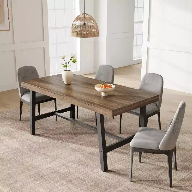 Tavolo da pranzo industriale per 4-6 persone, tavolo da cucina in legno lungo 160 cm con robusta struttura in metallo – rettangolare, per 4-6 posti a sedere, per cena